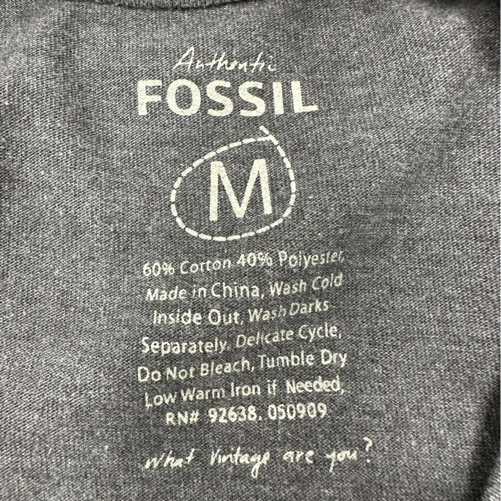 Fossil ‘Rock is Dead’ Crewneck Short Sleeve T-shirt Gray Size M - Picture 5 of 5